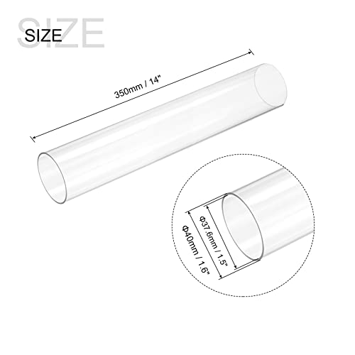MECCANIXITY Plastic Pipe Rigid Polycarbonate Round Tube Clear 1.5"(37.6mm) ID 1.6"(40mm) OD 14" (350mm) High Impact for Lighting, Models, Water Plumbing - size: 1.5"IDx1.6"ODx14"