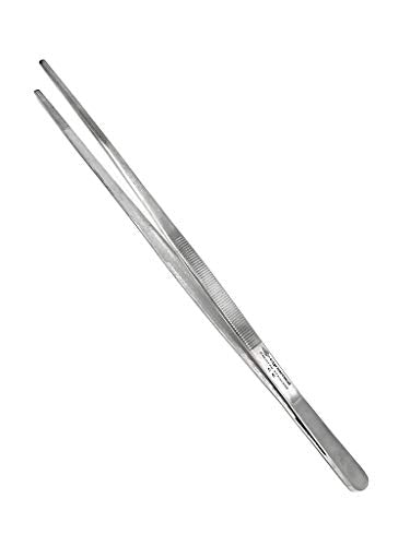 Cynamed Set of 4 Thumb Tweezer Mulipurpose Forceps 12in. Blunt Serrated Tips Stainless Steel