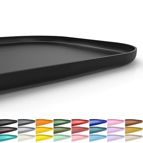 SMILOOL Silicone Pet Food Mat with Raised Edge for Food and Water Bowl, Dog Feeding Mats, Cat Food Trays for Floor Waterproof, Rubber Tray for Dogs and Cats, 22 x 14 x 0.8 Black - color: Black, size: 22"L x 14"W