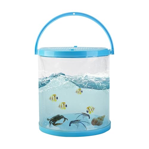 Foldable Small Aquarium, Portable Fish Tank, Fish Transport Container, Plasitc Fish Bowl, Beginner Tank, Great Concept for Catching and Release Critters, Beach, Pool and Lake - color: Blue, size: Large