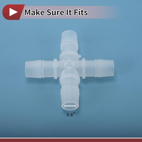 Plastic Hose Barb Fitting 9/16" OD Barb Cross 4 Way Pipe Connector Clear 10 Pcs - size: 9/16"OD