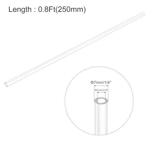uxcell Rigid Round Clear Tubing 5mm(3/16") ID x 7mm(1/4") OD x 0.8Ft(250mm) Length Plastic Tube - size: 5mm x 7mm x 250mm