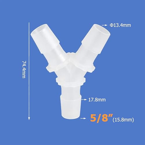 5/8" Hose Barb Fitting Equal Barbed Y Shaped 3 Way Plastic Joint Splicer Mender Adapter Union for Air Line Tubing Pipe (Pack of 2)