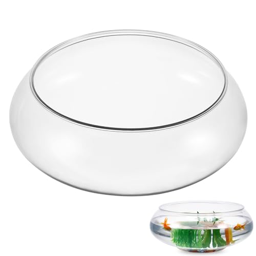 Toddmomy Transparent Aquarium Tank 9.52 Inch Desktop Betta Fish Bowl for Home and Office Decor with Hydroponic Plants and Aquatic Pets Display