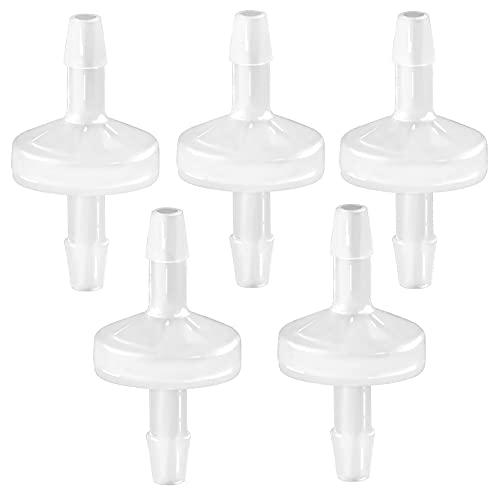 5 Packs Check Valve 1/8”(3MM) One-Way PVDF Plastic Hose Barb for Liquid Air - size: 1/8 Inch, style: 5 Pcs