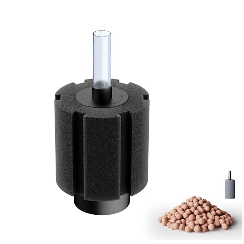 Aquarium Sponge Filter with Ceramic Media and Bubble Diffuser Ultra Quiet Fish Tank Filters fit Breeding Fry Betta Shrimp Fish Tank - color: 1 pack, size: M(50-80 gallon)