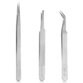 Precision Tweezers Set,Upgraded Stainless Steel of Craft Tweezers - Extra Fine,Angled,Blunt Tips for Electronics,Hobby, Industrial,Laboratory Work,Jewelry-Making,Model,Cooking
