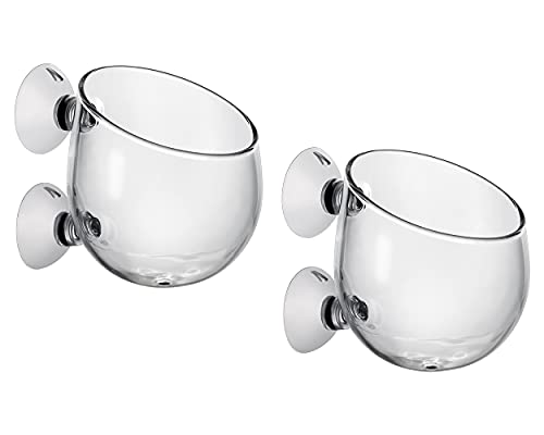 DS. DISTINCTIVE STYLE Aquatic Plant Cups 2 Pieces Crystal Glass Plant Pot with 2 Suction Cups for Aquarium Decoration