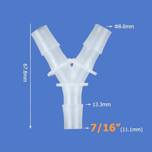 Quickun 7/16" Hose Barb Fitting Equal Barbed Y Shaped 3 Way Plastic Joint Splicer Mender Adapter Union for Air Line Tubing Pipe (Pack of 4) - size: 7/16"