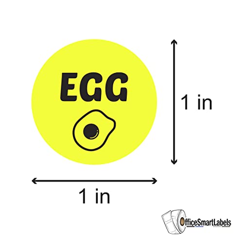 Egg Stickers - 1 Inch Round Circle Egg Food Labels in Bright Yellow for Restaurant, Deli, Food Truck, Supermarket, Grocery Store Stickers Food Meal Menu Choice Sticker Package Label - 300 Labels/Pack - color: Egg, size: 300 Labels