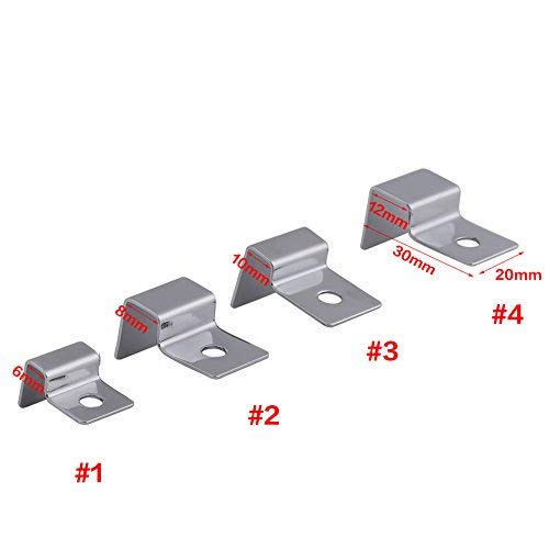 Fdit Pack of 4 Stainless Steel Aquarium Fish Glass Cover Clip Support Holder for Protecting(6mm)