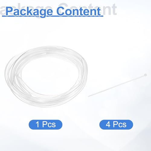 uxcell Flexible PVC Tubing, 5mm ID x 6mm OD - 6.6 Feet Long Clear Vinyl Water Pipe, Lightweight Plastic Hose Water Pipe with Zip Ties for Aquaponics, Air Hose, Irrigation - size: 5mm ID x 6mm OD