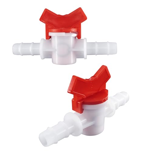1/2-Inch Drip Irrigation Barbed Valve, Drip Line Ball Valve Shut-Off Plastic Switch Hose Connectors, Drip Irrigation Tubing Parts for Drip Irrigation and Aquariums White, 2PCS - size: 0.5 Inch