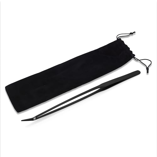 Mandala Crafts 15 Inches Black Stainless Steel Curved Aquarium Tweezers for Aquatic Plants – Long Aquascape Forceps for Fish Tanks, Hospital Tanks, Goldfish Bowls, and Terrariums - color: Black Curved Tweezers, size: 15 Inches