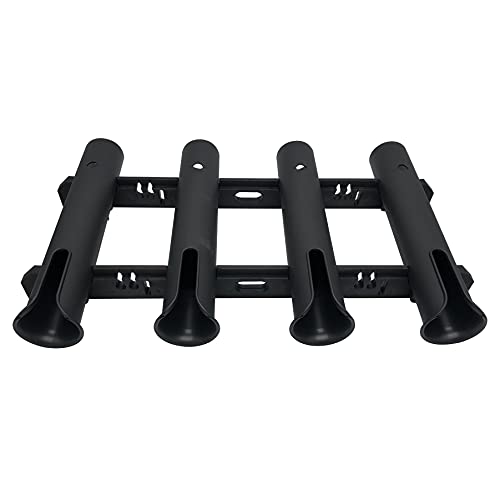 HiUmi Wall Mounted Fishing Rod Holders Tubes Links Fishing Rod Holder Rack Rests (4-Pole-Black) - color: 4-pole-black