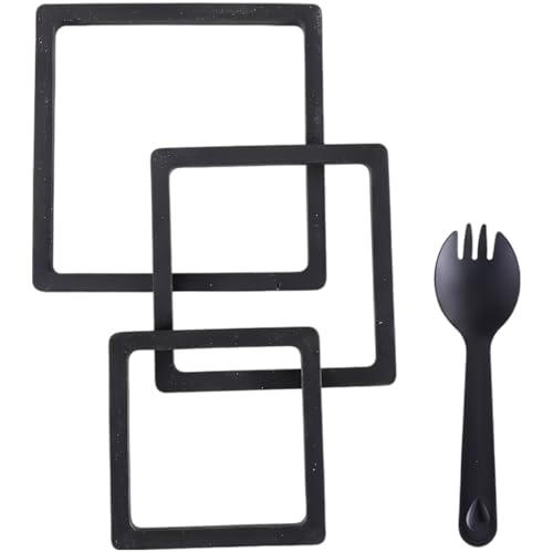 Square Floating Fish Feeding Ring Set, 3 Sizes Aquarium Decoration Interception Tool for Duckweed Control, for Guppies, Helps Keep Food Together, with Spoon