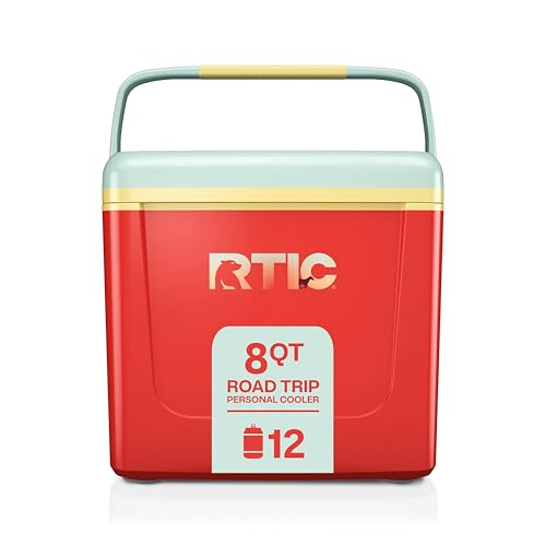 RTIC 8 QT Road Trip Personal Cooler, Small, Compact, Insulated, Portable Ice Chest Box for Food, Drink, Beverage, Beach, Camping, Picnic, Fishing, Boat, 12-Can Capacity - color: Desert Sunset