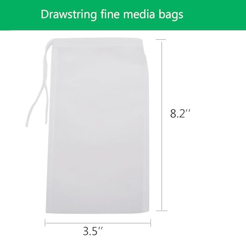 6Pack Fine Media Filter Bag for Aquarium 180 Micron Extra Fine Drawstring Filter Bags Reusable Nylon Media Bags for Fish Tank(Fine,3.5''x8.2'')