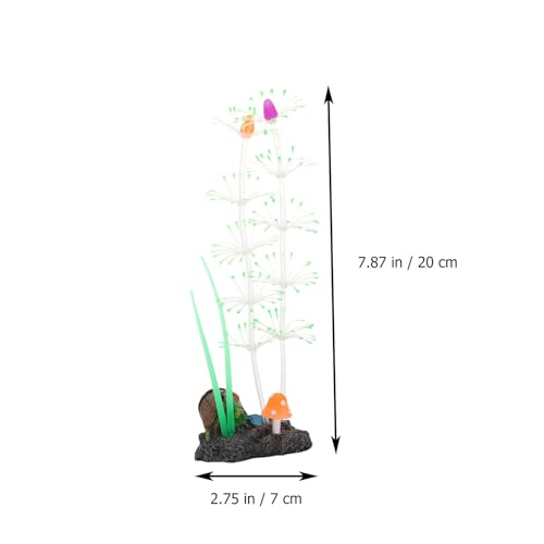 Cabilock Lifelike Simulated Water Grass Aquarium Decor, Green Fluorescent Silicone Aquatic Plant for Fish Tank Landscape, Vivid Underwater Artificial Plant Accessory