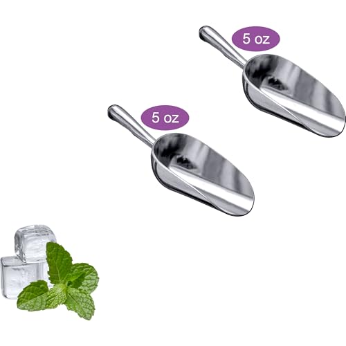 Amazing Abby - Elsa - 5-Ounce Aluminum Ice Scoops (Set of 2), Cast Aluminum Utility Scoops, Food-Grade, Good for Home and Commercial Use, NOT Dishwasher-Safe, Hand-Wash Recommended