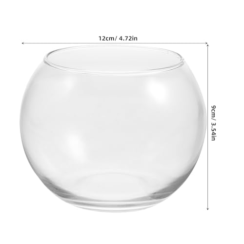 Baluue Round Glass Fish Bowl 4.72 X 3.54 Inch Clear Thick Glass Aquarium for Fish and Plants Desktop Decorative Vase Terrarium for Home Office Shelf - size: 12.00X12.00X9.00CM