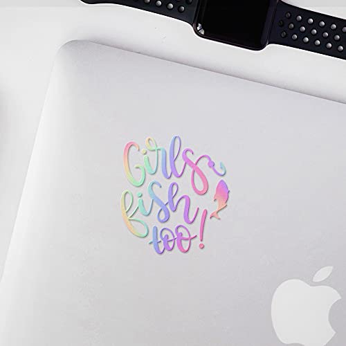 Decal Stickers of Girls Fish Too (Hologram) (Set of 2) Premium Waterproof Vinyl Decal Stickers for Laptop Phone Accessory Helmet Car Window Mug Tuber Cup Door Wall - BICVER1c33531HOW19Y24 - color: Hologram, size: 3.8'' x 4.1''