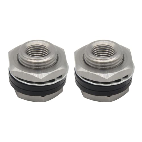 Stainless Steel Bulkhead Fitting 3/8" NPT Female Bulked Coupler Thru-Bulk Tank Fitting Connector (Pack of 2) - size: 3/8" NPT Female to 1.14" Length