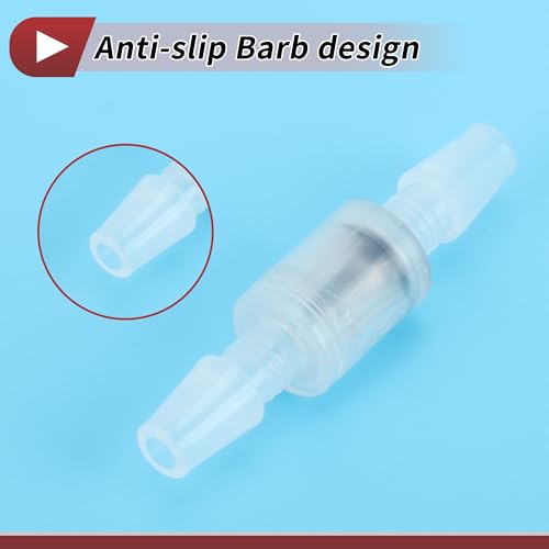 5 Pcs Aquarium Plastic Hose Barb Fitting 1/4" Inline Check Valve One Way Non Return Barb Hose Fittings Clear Plastic