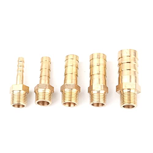Lfang-Brass Hose Fitting 5pcs 1/8" Thread To 4/6/8/10/12mm Soft Hose Connector Garden Irrigation Adapter Aquarium Air Pump Line Fish Tank Hose Fittings, good wear resistance(Male 1l8 inch 10mm) - color: Male 1l8 Inch 10mm