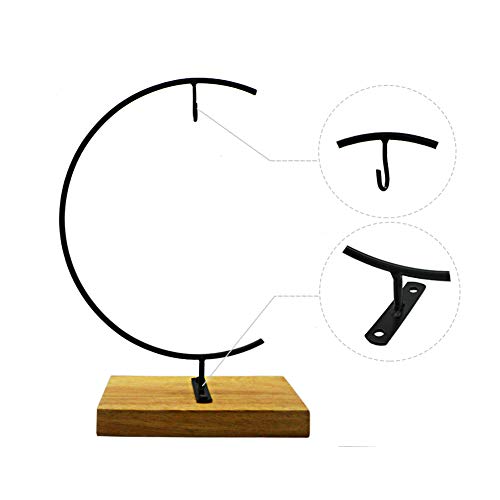 YY YEARCHY Ornament Display Stand Metal Stand Terrarium Air Plant Stand Flower Pot Holder Iron Pothook Stand for Hanging Glass Globe Ball (G rectangle wood) - color: Black, size: 11"x6.3"x3.1"