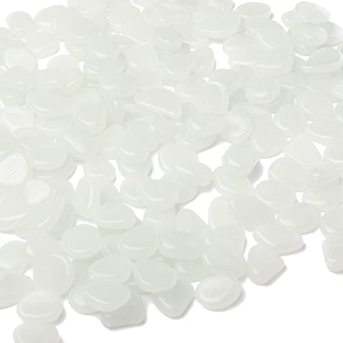 Oubest Glow in The Dark Pebbles/Glow Stones/Glowing Rocks Blue Decor for Garden/Fish Tank/Aquarium/Walkway/Driveway/Plant Pots/Bonsai (100, White) - color: White
