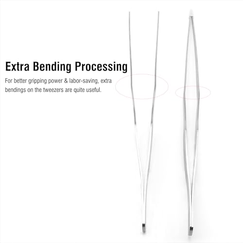 2Pcs 15 inch Extra Long Rustproof Tweezers for Salt & Fresh Water, Heavy Duty Reptile Feeding Tongs for Aquarium & Terrarium, Large Metal Snake Feeding Tongs, SUS 304 Stainless Steel Tweezers - size: 15 inch, 0.08 inch, 2-pack