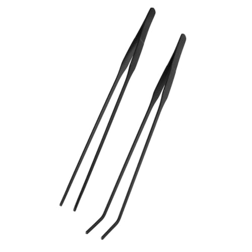 BESPORTBLE 2pcs Aquarium Tweezers Set Straight Curved Plant Cleaning Tools for Aquatic Maintenance Rustproof Design Easy to Use