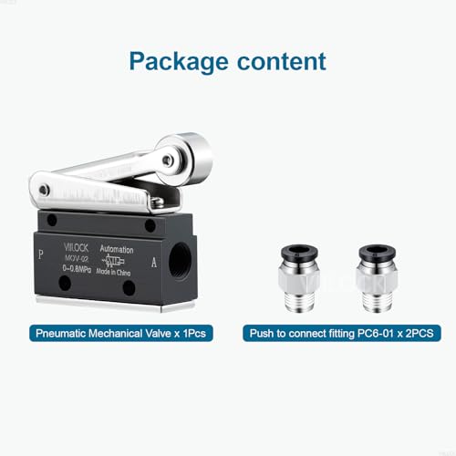 Pneumatic Mechanical Valve, 2 Position 2 Way 1/8”PT Roller Lever Type Normally Closed Air Valve MOV-02 - size: 1/8”PT, style: 2 Position 2 Way