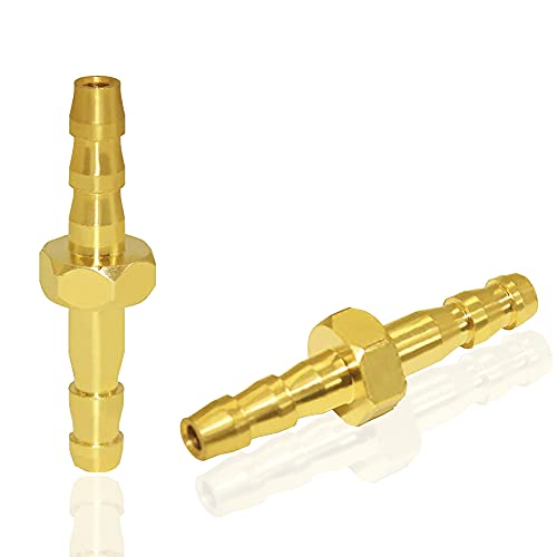Joywayus Brass Hose Barb 5/32" ID Hex Union Brass Hose Fitting Water/Fuel/Air(Pack of 5) - size: 5/32", style: 5PCS