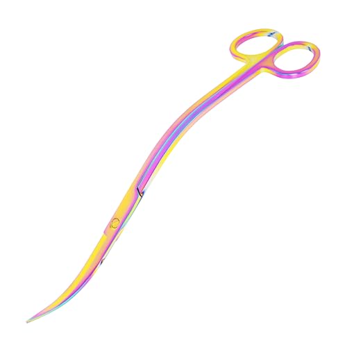 Mandala Crafts Rainbow Stainless Steel Curved Aquarium Scissors for Trimming Aquatic Plants – Wave Aquascape Scissors for Fish Tanks, Hospital Tanks, Goldfish Bowls, Aquariums, and Terrariums - color: Rainbow Wave Scissors, size: 10 Inches