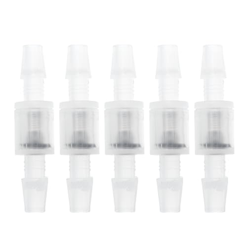 5 Pcs Aquarium Plastic Hose Barb Fitting 1/4" Inline Check Valve One Way Non Return Barb Hose Fittings Clear Plastic