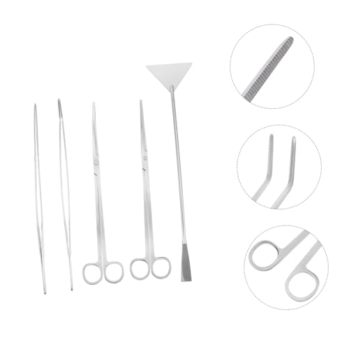 GANAZONO 5pcs Aquarium Maintenance Tool Set Scissors Tweezers Shovel for Water Plants Care and Aquascaping Ergonomic Design for Easy Handling and Use