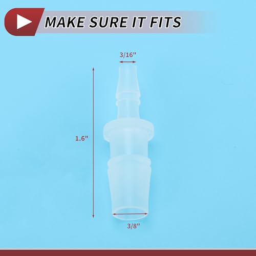 5 Pcs Aquarium Plastic Hose Barb Fitting 3/16" to 3/8" Hose ID Connectors Clear Plastic - size: 3/16"-3/8"