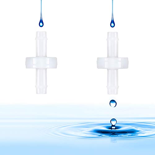 Mudder 4 Packs 1/4 Inch Check Valve, 6mm PVDF Plastic Wear-resistant One Way Check Valve for Fuel Gas Water Air