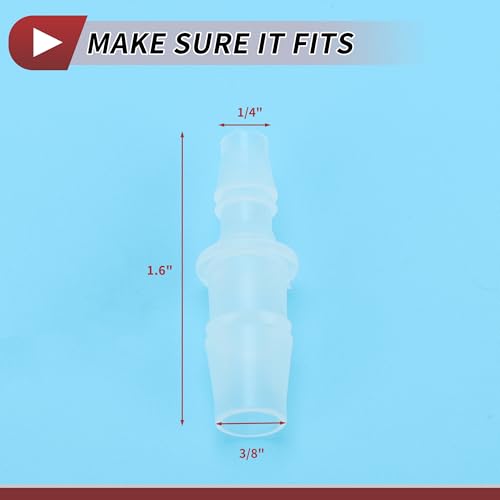 5 Pcs Aquarium Plastic Hose Barb Fitting 1/4" to 3/8" Hose ID Connectors Clear Plastic - size: 1/4"-3/8"