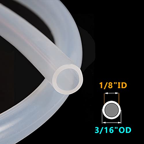 Feelers Silicone Tubing, Food Grade Pure Siliconce Hose 1/8" ID 3/16" OD 9.84ft, High Temperature Resistant Flexible Hose for Water Air Pump, Aquarium, Home Brewing, Kitchen - size: 1/8"ID-3/16"OD, style: 9.84ft length(3 Meter)