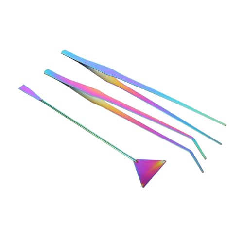 VICASKY 3-Piece Stainless Steel Aquarium Tools Set Colorful Titanium Coated Tweezers Spatula and Scissors for Aquascaping and Aquarium Maintenance