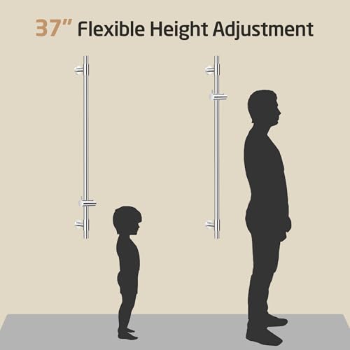KES Shower Slider Bar 40 Inches with Adjustable Handheld Shower Head Holder for Bathroom Screw Mounted, SUS 304 Stainless Steel Polished Finish, F209S100DG-PS - color: Polished Finish, style: 39.9-Inch+Drill Mounted