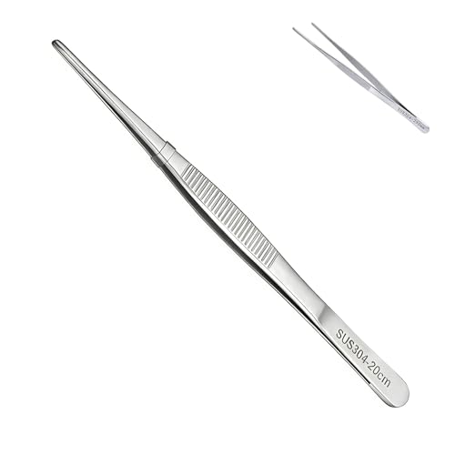 8In SUS304 Straight Tweezers Tongs, Stainless Steel Cooking Tweezers Dishwasher Safe for Grilling, Baking (8In SUS304 Straight Tweezers) - color: 8in Sus304 Straight Tweezers