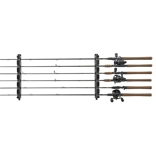 Berkley Horizontal Fishing Rod Rack, Stores 6 Rods, Black, Soft Foam Grip Pads Protect Rod Finishes, Durable Construction, Easy to Mount with Common Tools - style: Horizontal 6 Rod Rack (New Model)