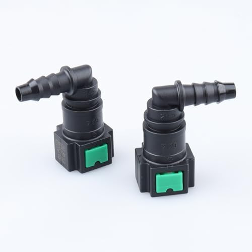 AC PERFORMANCE Fuel Quick Connector Female 5/16" Tube to Male 5/16" Barb for Rubber Hose, 90 Degree, Pack of 2 - color: 90 Degree - Fit for Rubber Hose, size: 5/16" - 2PCS