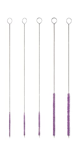 10" Tube Brush Set - 5-Pack Small Detail Cleaners Purple | Anti-static durable nylon bristles, Flexible wire reaches tight cracks, Safely clears dust from keyboards and cooling fans - color: Purple, size: Small 5 Pack (2mm 3mm 4mm 5mm 6mm)