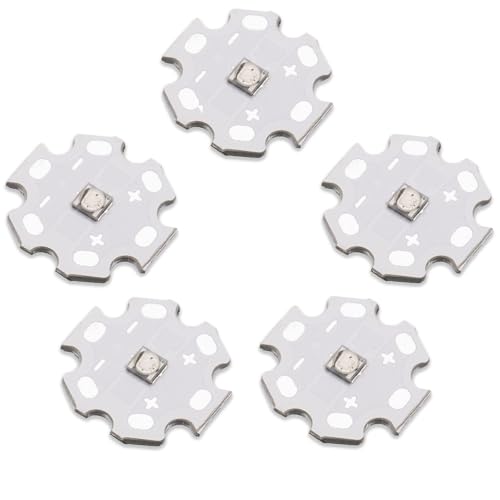 5Pcs 3W 450nm Blue 3535 SMD High Power LED Chip with Aluminum Plate 20mm Star PCB Base Heat Sink for DIY Lighting Fixtures(120deg,Blue 450nm-455nm,DC 3.0-3.2V,700mA) - color: Blue450-455nm