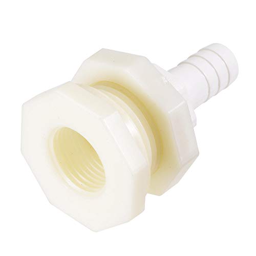 uxcell Bulkhead Fitting Adapter 12mm Barbed x G1/2 Female ABS White for Aquariums, Water Tanks, Tubs, Pools - size: G1/2